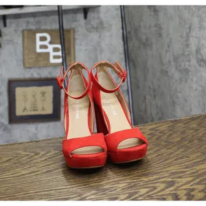 NEW Sun + Stone Womens Reeta Block-Heel Platform Sandals Red 5M thumbnail 8