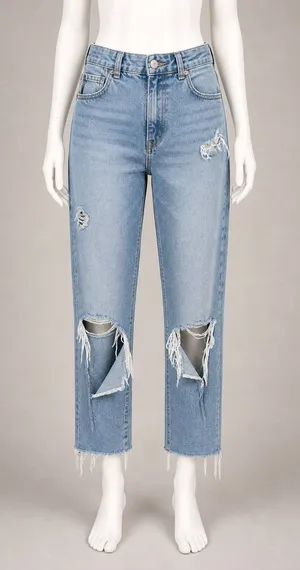 American Eagle Curvy Mom Jeans Light Wash Distressed‎ High Rise Blue Denim 26x26 thumbnail 1