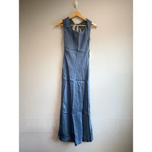 ASTR The Label Makenna Satin Slip Blue Elegant Minimalist Tie Back Midi NWT S thumbnail 2