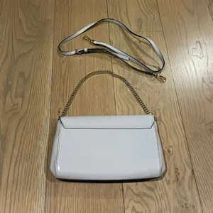 Kate Spade Coated Leather Crossbody Purse / Chain Shoulder Bag, Gray/Purple thumbnail 8