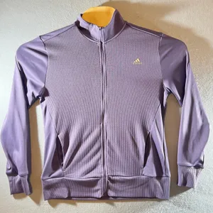 857 | Adidas Golf Full Zip‎ Textured Performance Track Jacket Purple Womens M thumbnail 1