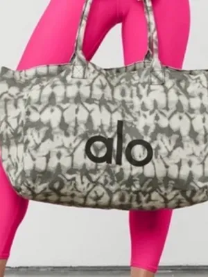 ALO Yoga Gray Tie-Dye Canvas Tote thumbnail 2