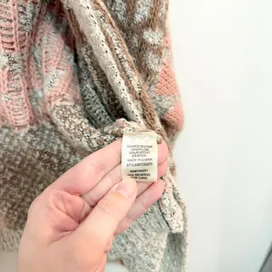 Sincerely Jules Blush Patchwork Chunky Knit Cardigan Size Large thumbnail 6