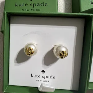 Kate Spade Gold and White Earrings and Necklace Set thumbnail 3