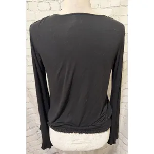 American Eagle Soft & Sexy black long-sleeve wrap-style V Neck blouse Size Small thumbnail 4