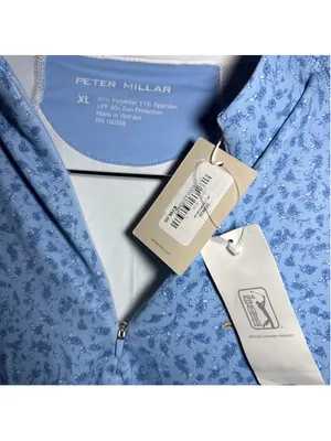 Peter Millar Floral Quarter Zip Pullover Blue White Size XL thumbnail 2