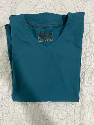 Skechers Women's V-Neck Scrub Top in Caribbean blue thumbnail 2
