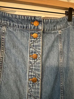 Madewell Blue Button-Front Denim Midi Skirt thumbnail 3