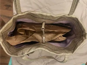Coach JulieOp Art Tan Signature Tote/ Silver Metallic Trim❤️‍🔥needs lil clean thumbnail 9