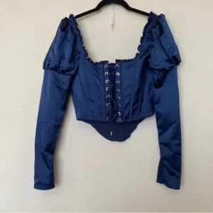 HOUSE OF CB 'Dana'‎ Navy Puff Sleeve Corset NWOT thumbnail 5