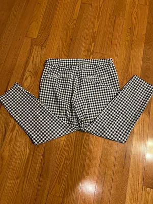 Old Navy High Waisted blue and white check pixie pants thumbnail 4