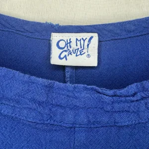 Oh My Gauze! Sabina Size 3 XXL‎ Wide Leg Overalls Romper Jumpsuit Blue Cotton thumbnail 7