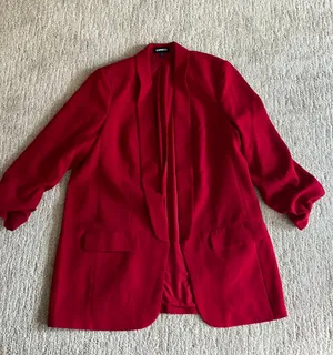 Express Red Blazer 3/4 Sleeve Size L thumbnail 1