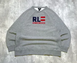 Polo Jeans Co. Vintage Y2K Polo Ralph Lauren Jeans Co. Grey & Red Embroidered Heavy Cotton Crewneck Sweatshirt thumbnail 1