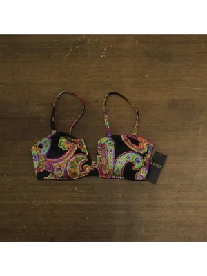 NWT Lauren Ralph Lauren U-Wire Bikini Top Swim Bordado Paisley Black Multi 12 thumbnail 4
