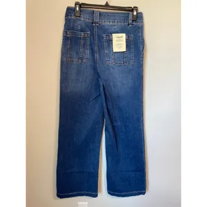 New Charlie B Wide Leg Patch Pocket Jeans Washed Indigo Size 8 thumbnail 4