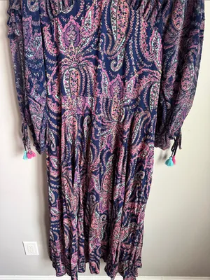 NEW Free People Mirage Paisley Bandana Print Sapphire Combo Maxi Dress 12 thumbnail 7