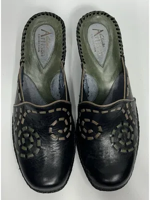 CLARKS Artisan Collection Leather Mules Womens 7.5M Black Y2K Contrast Stitch thumbnail 4