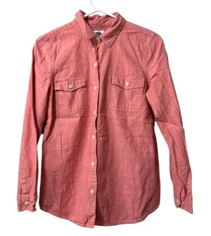 Old Navy Women Size Small Long Sleeve Button Down Shirt Cotton Preppy‎ Classic thumbnail 1