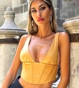ZARA Woman SS21 Camel Faux Leather Corset Top Sz M REF: 8655/322 thumbnail 1