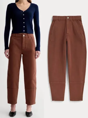 Everlane The Utility Barrel Pant Rosewood High Rise Cotton Brown thumbnail 4