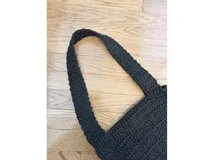Black Chunky Knit Macrame Shoulder Bag Zip Close thumbnail 5
