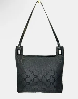 Authentic Gucci Black GG Monogram Shoulder Bag thumbnail 2