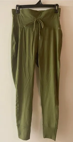 Hurley Olive Green High-Waist Track Joggers with Drawstring thumbnail 1