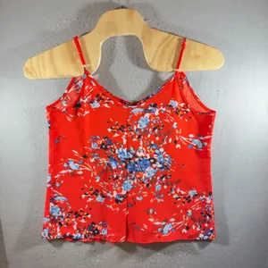 1165 | Floral Button Front Spaghetti Strap Camisole Tank Top‎ Red Women L thumbnail 2