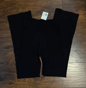 Forever 21 Black Ribbed Wide-Leg Leggings thumbnail 1