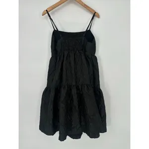 J. CREW Size 2 Floral Jacquard Strappy‎ Tiered Mini Dress Black Party Holiday thumbnail 6