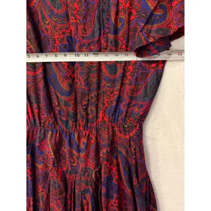 S.L. Fashions Vintage Red Paisley Midi Dress Womens 14T Rayon Pockets USA Made thumbnail 4