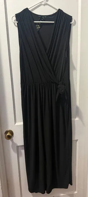 Tiana B Black Tank Jumpsuit Tie Detail Surplice V-Neck Wide Leg 2X NWT T94074M thumbnail 1