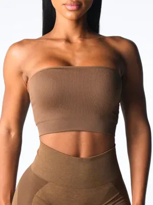 NVGTN Mocha Conquer Ribbed Seamless Bra medium thumbnail 1