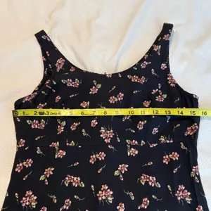 Vintage 90s Long Black Pink Floral Dress Size 11/12 Dark Floral Whimsy Goth thumbnail 8