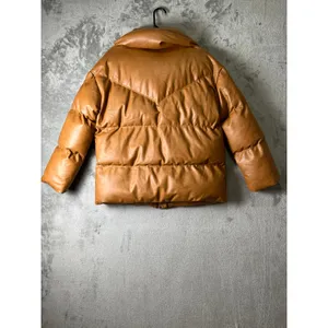Avec Les Filles Over Sized Faux Leather Puffer Coat Cognac Brown S Anthropologie thumbnail 3