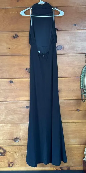 Lulus Romantic Chance Black Halter Backless Mermaid Maxi Dress Bridesmaid Sz L thumbnail 4