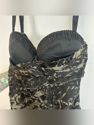 NWT Asos Satin Corset Textrued Asymmetric Grunge Floral Print Mini Dress Size 8 thumbnail 5