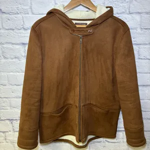 Lauren Ralph Lauren Dry Goods Jacket Sherpa Lined Hooded Coat Brown Women Large thumbnail 1