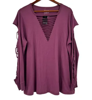 NEW Torrid Classic Fit Cotton Crew Neck Slasher knit purple Tee plus size 2X thumbnail 2