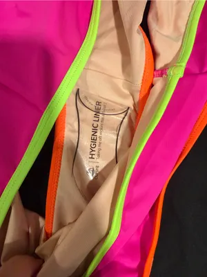 Cupshe Neon Colorblock Bikini Top and High Waisted Bottoms Size L NWT thumbnail 6
