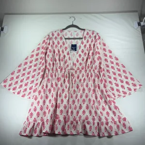 Roller Rabbit Target Pink White Block Print Swim Cover Up Dress Large New Tags thumbnail 2