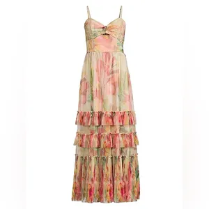 Hutch Elliott‎ Ruffled Printed Tulle Sweetheart Gown 8 NWT thumbnail 3