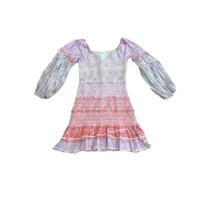 LoveShackFancy Ensley Smocked Embroidered Floral Printed Mini Dress S Fairycore thumbnail 4