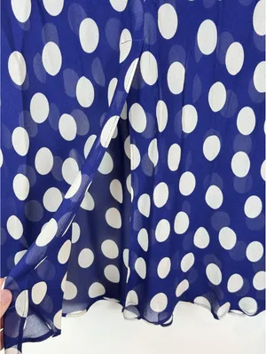J.Crew New Gwyneth Midi Slip Skirt S Navy White Polka Dot Viscose Chiffon CI644 thumbnail 9