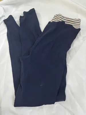 Aerie Navy Blue Ribbed Knit Leggings Striped Waistband Drawstring Loungewear XS‎ thumbnail 1