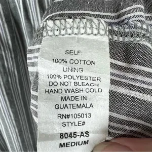 Altar'd State Striped Mini Dress Gray Zip Cotton Pleats Baby Doll Coastal Medium thumbnail 12