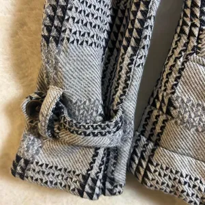 Hurley‎ Women Small Grey Black Plaid Double Breasted Pea Coat Jacket Cotton Knit thumbnail 6