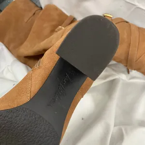 Sam Edelman Tan Suede OTK Boots 7 Leather‎ Heel Wrap Strap Tall Zip Buckle thumbnail 11