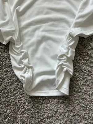 white shein top scrunched on the sides  thumbnail 2